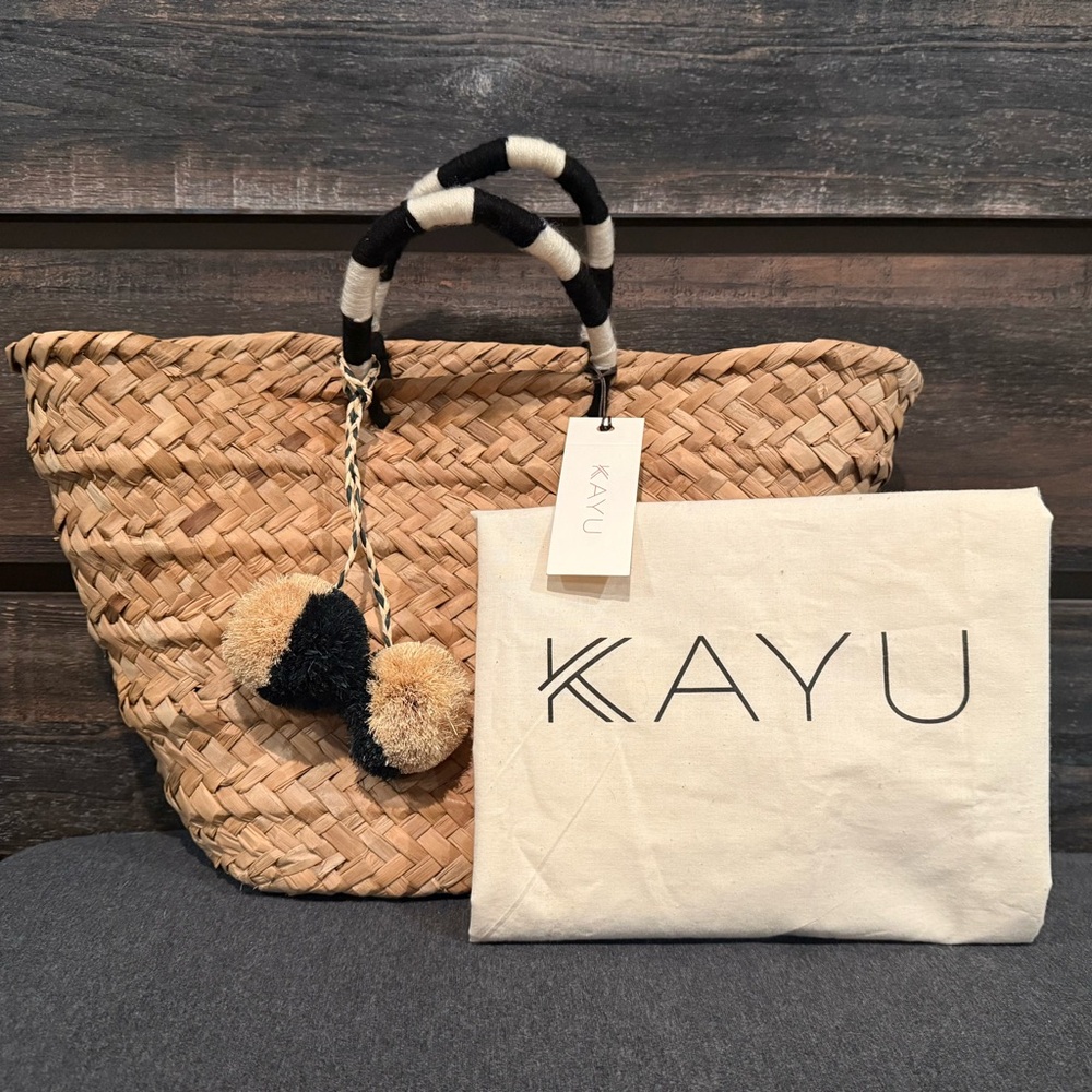 Kayu St Tropez Pom Pom Straw Tote